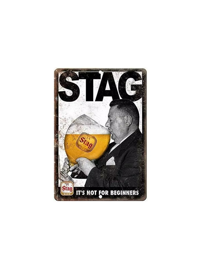 Wisesign Retro Metall-Blechschild Stag Bier Wanddekoration für Bar und Pub, B: 20,0 cm, H: 14,0 cm, Mehrfarbig - Bild 2