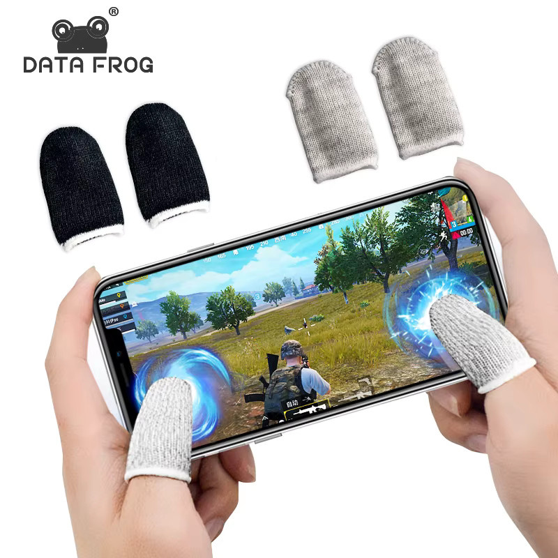 DATA FROG Atmungsaktive Gaming Daumenhüllen für iPhone und Android, Schweißbewährte Controller Fingerabdeckungen in Schwarz - Bild 2