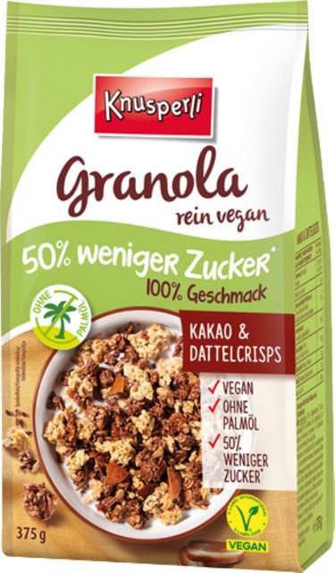 Knusperli Granola Kakao & Dattelcrisps vegan 375 g - Bild 1