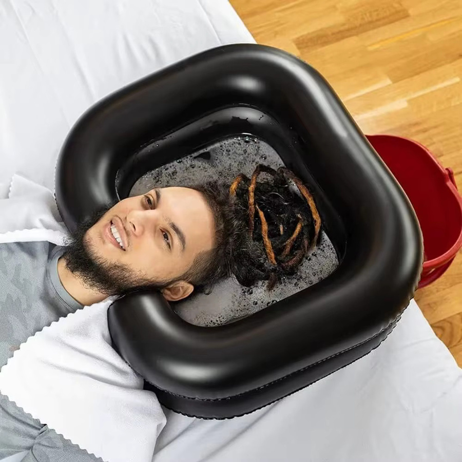 Aufblasbares Haarwaschbecken, Schwarz, Unisex - Bild 5