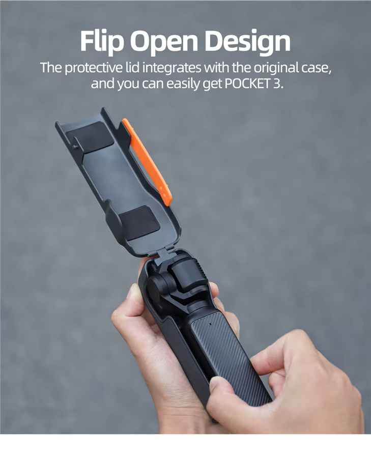 DJI Osmo Pocket 3 Schutzhülle mit Kameraobjektiv-Schutz und Displayschutzfolie in Schwarz inklusive Anti-Fall-Flip-Cover und Schnellverschluss-Hülle - Bild 2