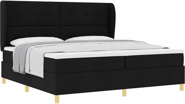 vidaXL Boxspringbett mit Matratze Schwarz B/T/H: 90 x 190 x 34 cm - Bild 1