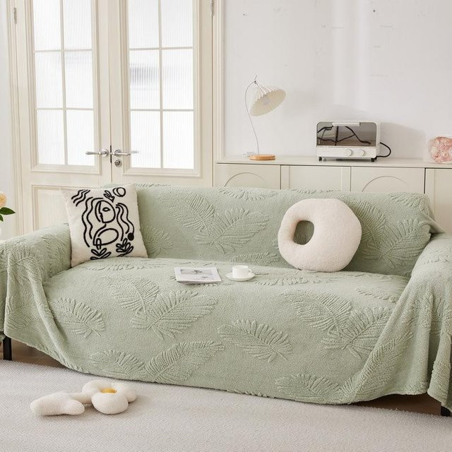 Modernes Sofabezug-Set aus Fleece und Mikrofaser mit floralem Design, B/B: 180 x 130 cm - Bild 1
