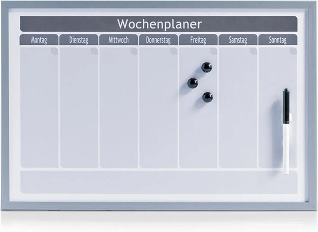 Zeller Wochenplaner Magnetisch aus Metall und MDF in Alugrau, B/H/T: 59 x 39,5 x 1,5 cm - Bild 1