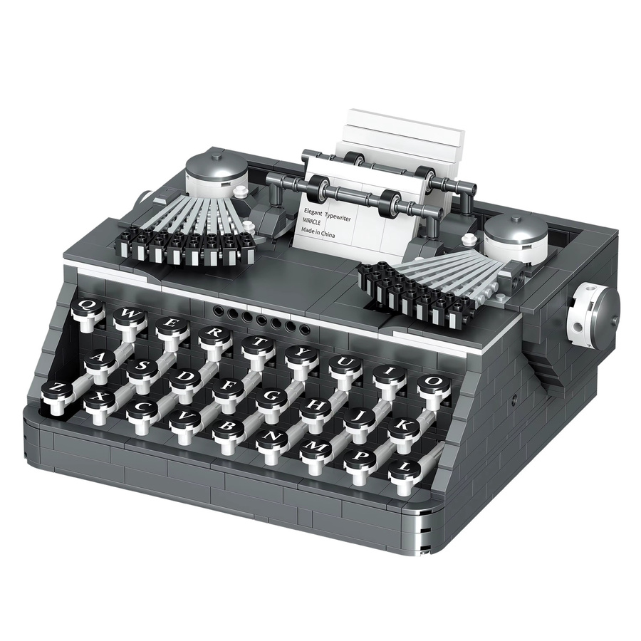 JAKI Retro-Bausteinset Mechanischer Drucker DIY-Montagespielzeug in Grau - Bild 5