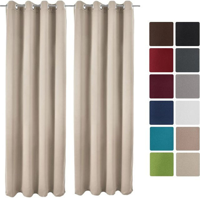 Beautissu Amelie BO Vorhang mit Ösen, 2-teilig, Creme, Breite: 140 cm, Höhe: 245 cm - Bild 1