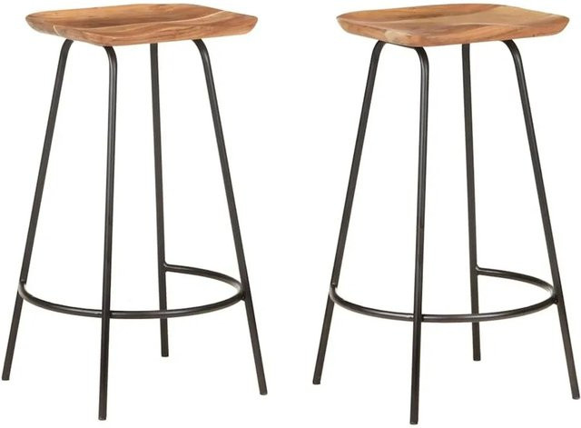 vidaXL Barhocker 2er Set aus Massivholz Akazie in Braun im Industrial Design - Bild 1