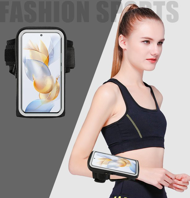 HAISSKY Touchscreen Armbandtasche für iPhone 11 bis iPhone 17 Pro Max zum Laufen und Radfahren in Schwarz oder Grau - Bild 1