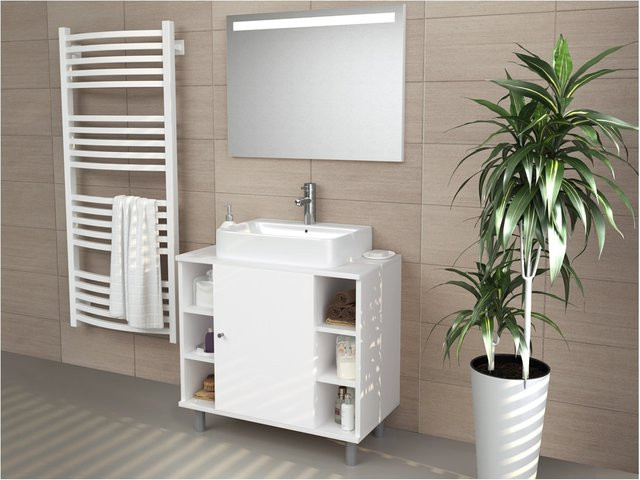 Vicco Waschbeckenunterschrank FYNN Badmöbel Weiß B: 60 cm, T: 54 cm, H: 32 cm - Bild 1