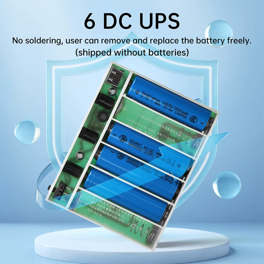 Aideepen USV Unterbrechungsfreie Stromversorgung DIY Powerbank-Box für 6 Stück 18650 Akkus mit DC 5V 9V 12V Ausgang für Router, Modem, Handy und Tablet - Bild 2