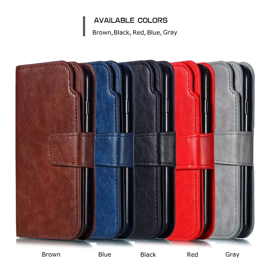 Leder-Geldbörse mit neun Kartenfächern als Handyhülle für Samsung Galaxy S24 Ultra S23 FE S22 S21 S20 S10 S9 S8 Plus in Rot und Braun - Bild 6