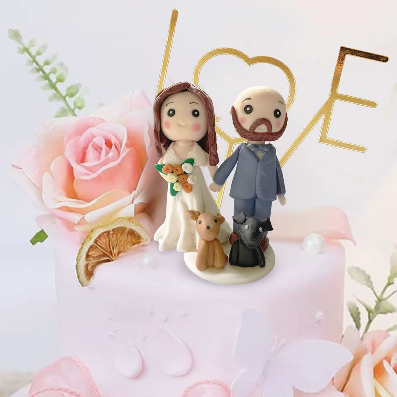 Mehrfarbige Hochzeitstorte-Puppe aus Kunstharz als Herbstdekoration für Paare und Hochzeiten - Bild 3