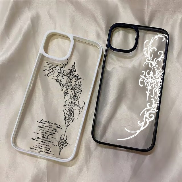 Transparente Handyhülle mit gotischem Kreuz und Rankenmuster für Samsung Galaxy S26 Ultra, S25, S24, S23, FE, A56, A55, A54, A53, A52, A35, A34, A16, A15, A06 Cover - Bild 1