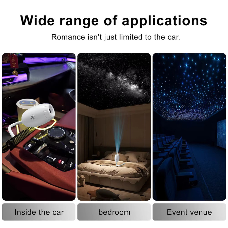 Donirt USB Auto-Ambiente-Projektor LED Sternenhimmel-Licht für Auto-Innenraum mit Saturn-Galaxie-Effekt in Schwarz und Weiß - Bild 3