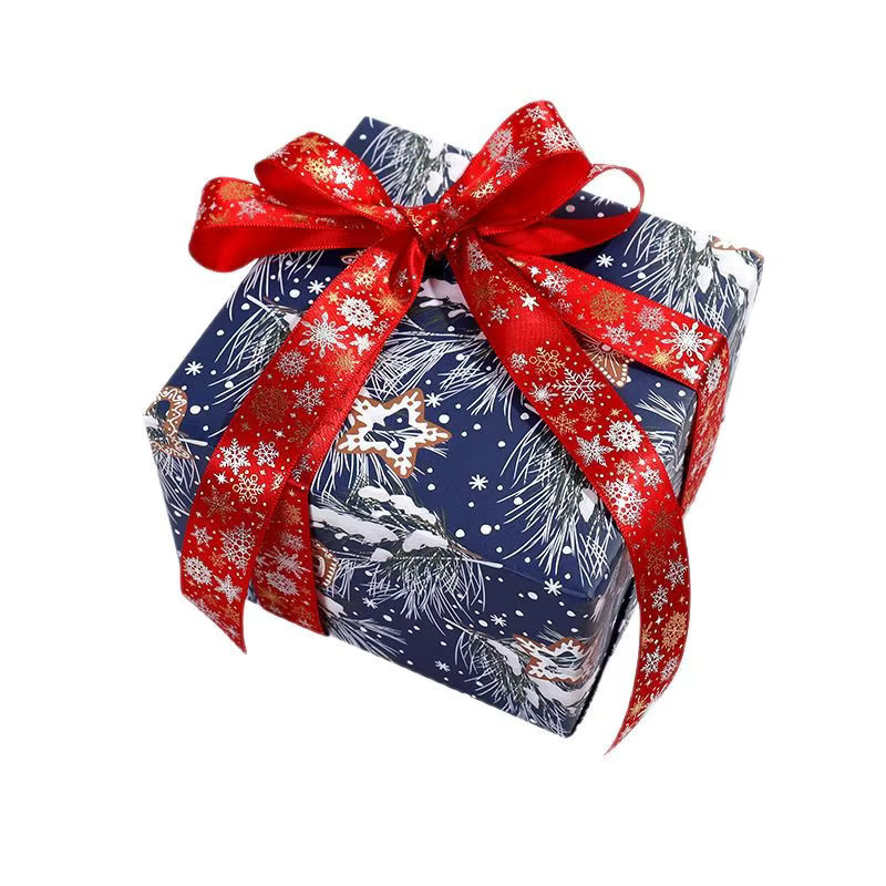 Extra langes Geschenkpapier mit Winterthema in Marineblau und Gold inklusive goldenem Schleifenband-Design - Bild 4