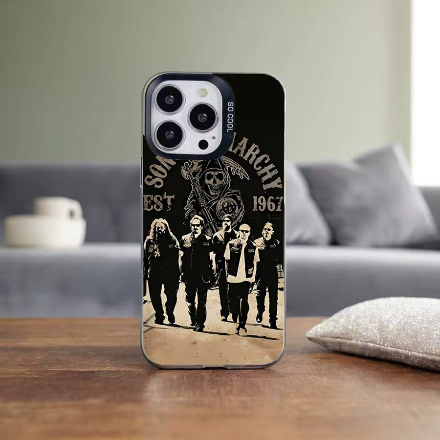 Mesuca Handyhülle Sons of Anarchy Design für iPhone 11 bis 17 Pro Max Plus X XR XS, Stoßfeste Bumper-Hülle, Mehrfarbig - Bild 2