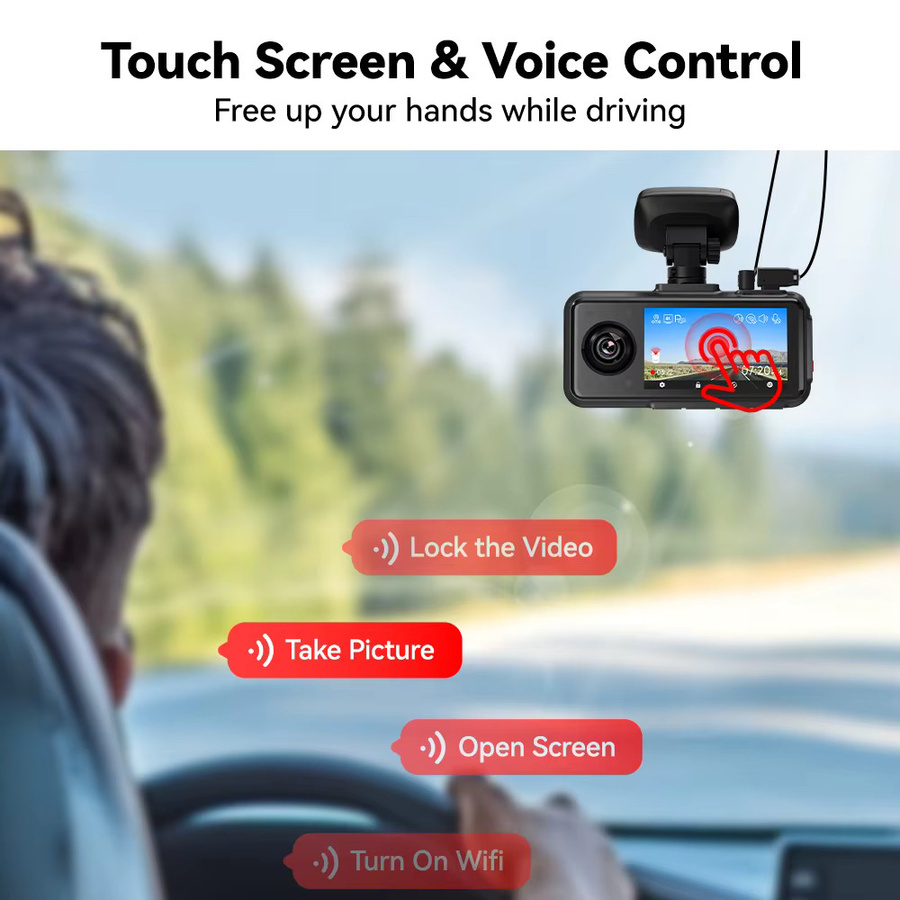 REDTIGER A6 3-Kamera-System Dashcam in Schwarz mit 4K UHD, integriertem 5,8GHz WLAN und GPS für Front-, Innen- und Heckaufnahme inklusive Nachtsicht und Parküberwachung - Bild 6