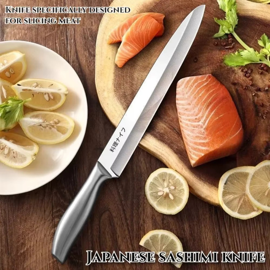 PLYS Professionelles japanisches Sashimi-Messer aus Edelstahl in Silber für Lachs und Fisch - Bild 2