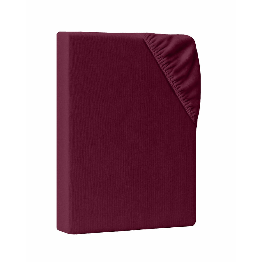 AM Qualitätsmatratzen Premium Jersey Spannbettlaken aus Baumwolle in Bordeaux, B/T: 130 x 190 cm - Bild 2