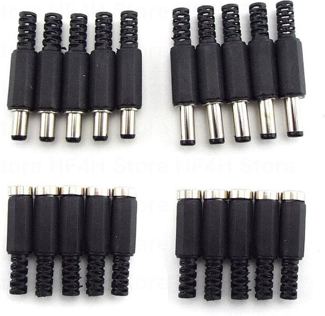 DC Buchse-Stecker Adapter Set für Stromversorgungsanschlüsse 5,5mm x 2,1mm und 5,5mm x 2,5mm in Schwarz - Bild 1