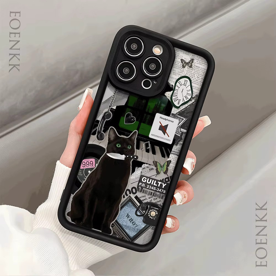 Stoßfeste Softcover Schutzhülle mit lustigem Cartoon-Katzen-Druck für Xiaomi Redmi Note 14 13 12 11 10 9 8 7 Pro Plus 4G 5G in Schwarz und Mehrfarbig - Bild 2