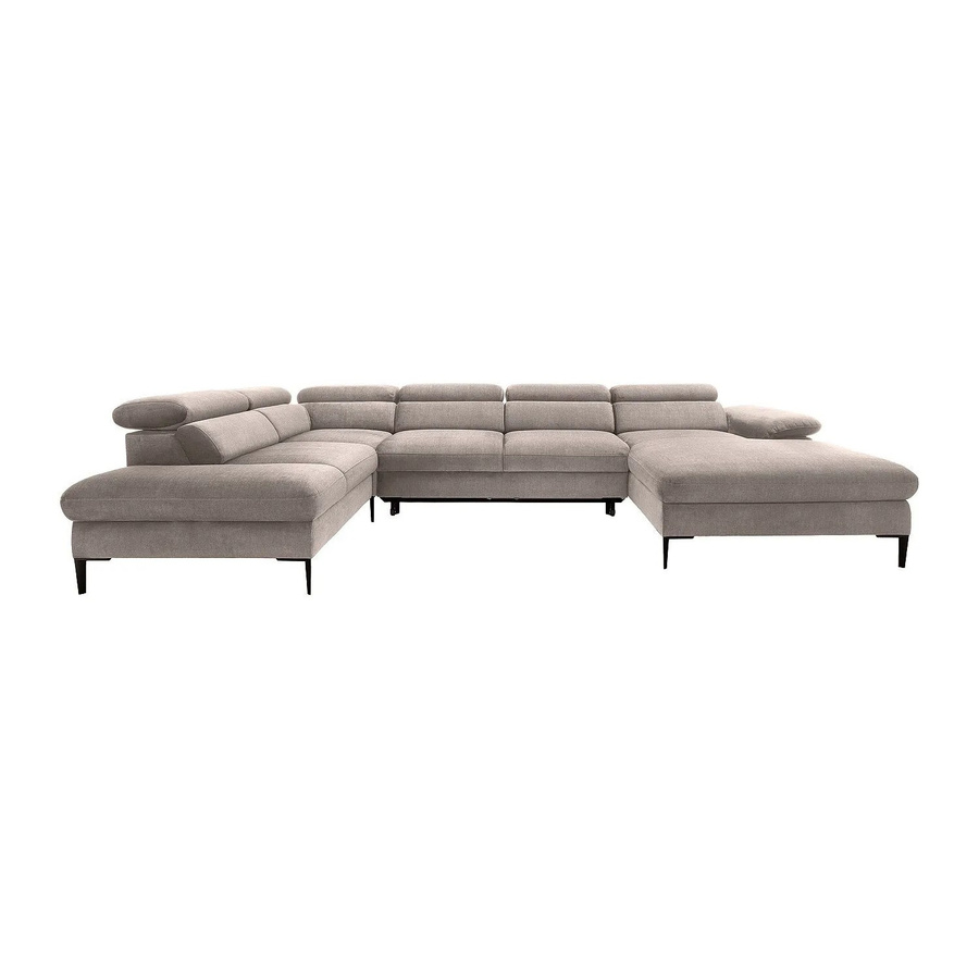 Schlafsofa Sepina von Vente-unique in Taupe mit L-Form und Samtbezug, Breite: 353 cm - Bild 2