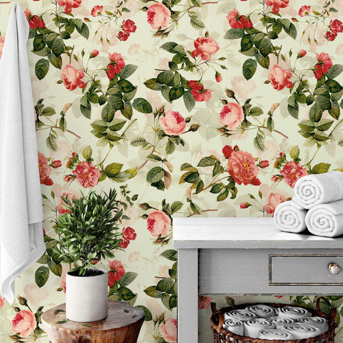K&L Wall Art Vliestapete Vintage Pfingstrosen Rosen Blumen mehrfarbig matt - Bild 4
