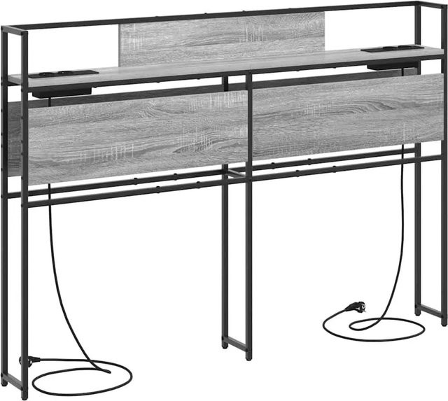 vidaXL Stauraum-Kopfteil mit Regal und USB-Ladeport in Grau Sonoma, Breite: 160 cm - Bild 1