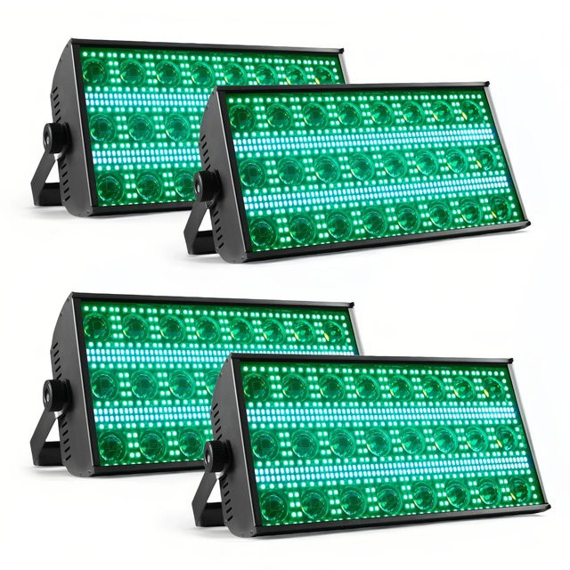 HYULIGHTS 4er-Set 300W LED Beam & Strobe Licht RGBW 4in1 Warmweiß Schwarz für DJ Disco Party Show - Bild 1