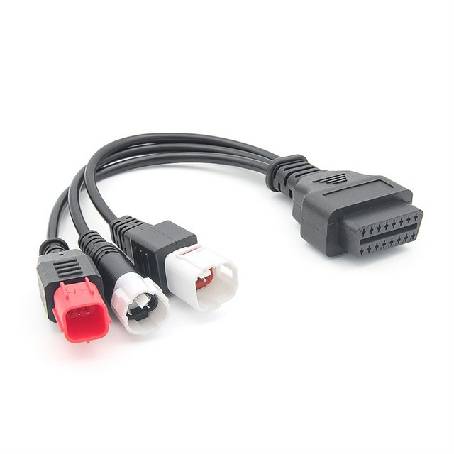 OBD2 Diagnosekabel für Yamaha K-Line Euro5 Motorrad 3-in-1 Adapter Schwarz (16 Pin auf 3 Pin, 4 Pin und 6 Pin) - Bild 1