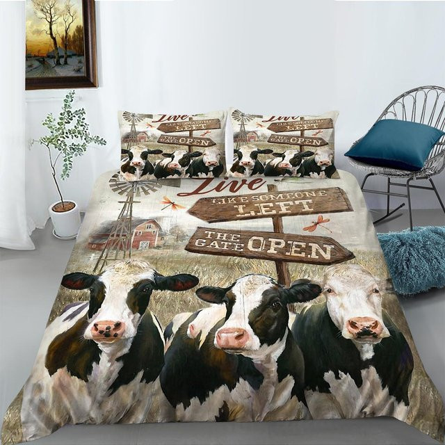 Alida 3D-Bettwäsche-Set mit Kuh-Motiv aus Mikrofaser, Weiß, B/H: 135 x 200 cm - Bild 1