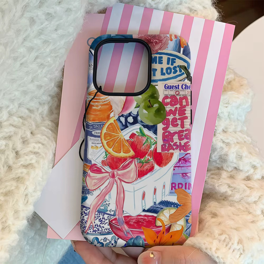 Handyhülle Obst und Blumen für Apple iPhone 17 16 15 14 13 12 11 Pro Max Plus mit doppelschichtiger Rückseite in Multicolour - Bild 3