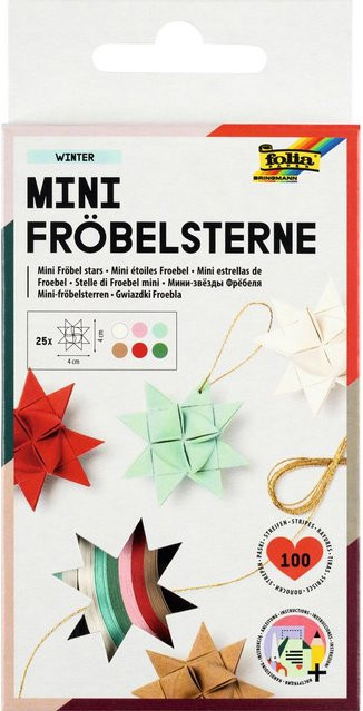Mini-Fröbelsterne Winter aus Papier in Multicolor für die Advents- und Weihnachtszeit - Bild 1