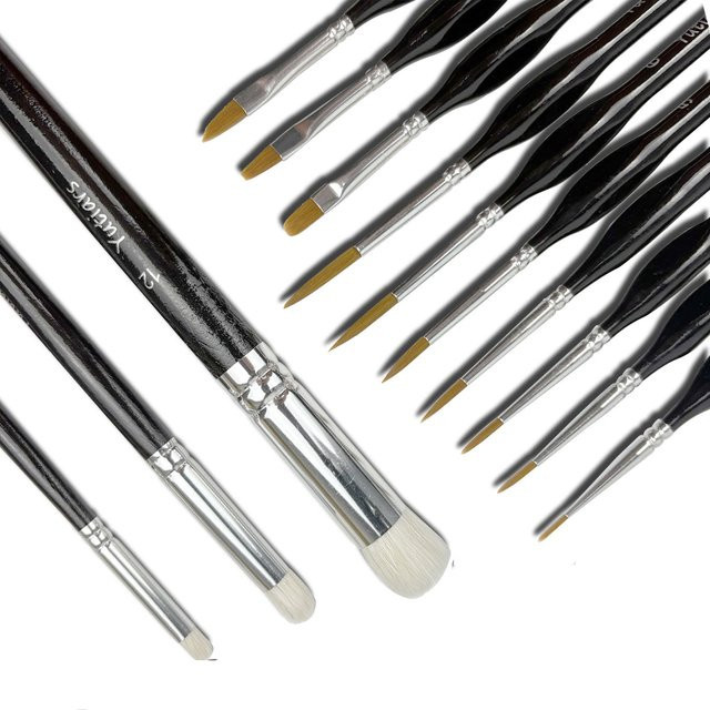Yutiars Miniatur-Pinsel Set für Mikrodetails in Schwarz und Multicolour für Acryl, Aquarell und Öl - Bild 1