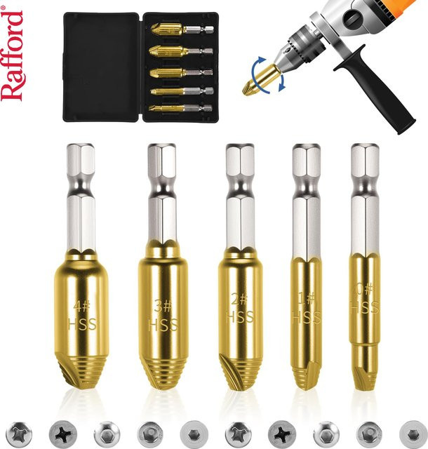 Rafford 5-teiliges Schraubenausdreher-Set zum Entfernen von gebrochenen Bolzen für Reparaturen - Bild 1