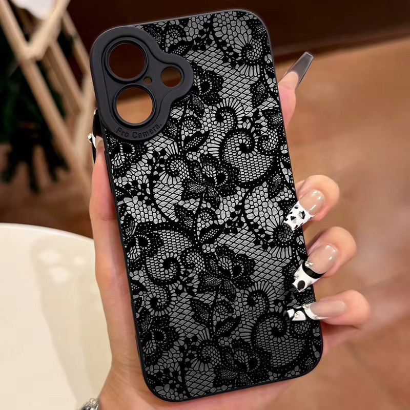 Handyhülle mit Spitzen-Blumenmuster für Samsung Galaxy S26 S25 FE S24 S23 S22 Ultra Plus A16 A36 A56 A55 A54 A53 in Schwarz - Bild 2
