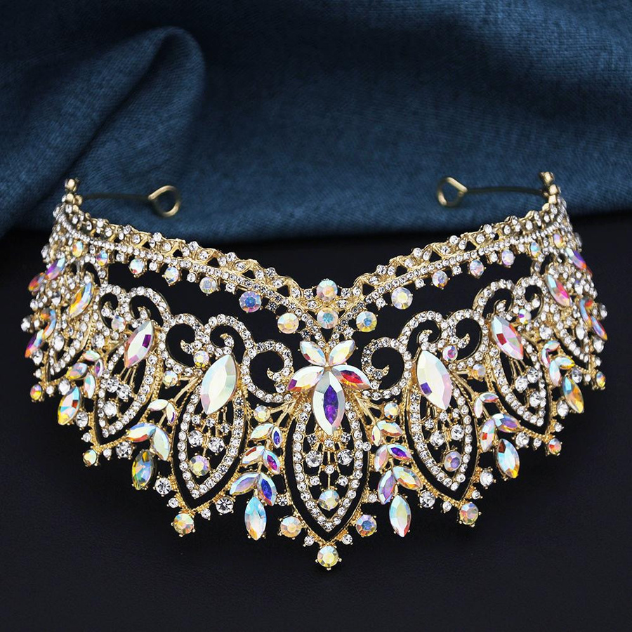 YIRAN Jewelry Strasskrone, Zinklegierung, Schwarz, Kristall, Damen - Bild 1