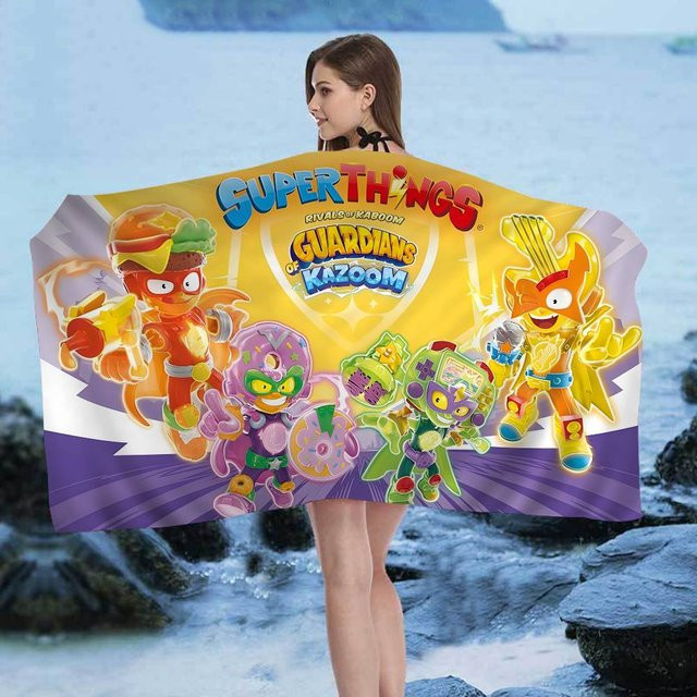 JMG Household Supplies Super Zings Mikrofaser-Strandtuch mit Cartoon-Print, schnelltrocknend und saugfähig, Mehrfarbig, B/H: 50 x 100 cm - Bild 1