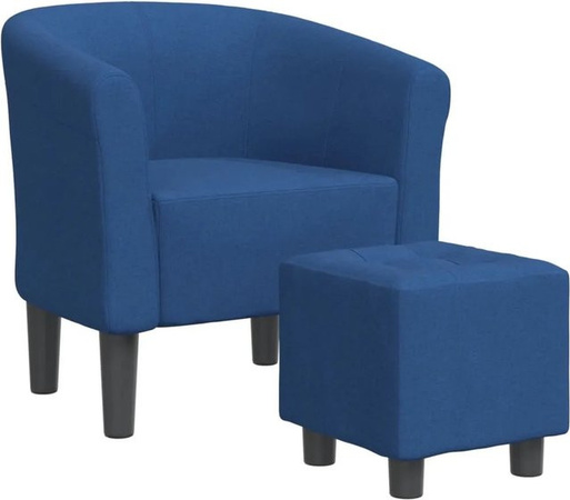 vidaXL Clubsessel mit Fußhocker in Blau aus Stoff und Kiefernholz