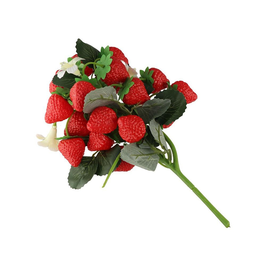 Künstliche Erdbeerbeeren Zweig von JingzhenRui in Grün und Rot für DIY Dekorationen und Tischschmuck - Bild 1