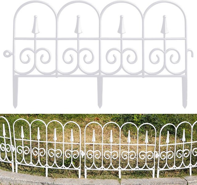 Aimo 6er-Pack Dekorativer Gartenzauneinsatz aus weißem PVC für Rasen und Blumenbeete - Bild 1