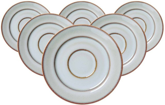 Ritzenhoff & Breker Portofino Untertassen für Teetassen aus Keramik und Porzellan, 6er Set, Grau/Weiß, Durchmesser: 15,5 cm - Bild 1