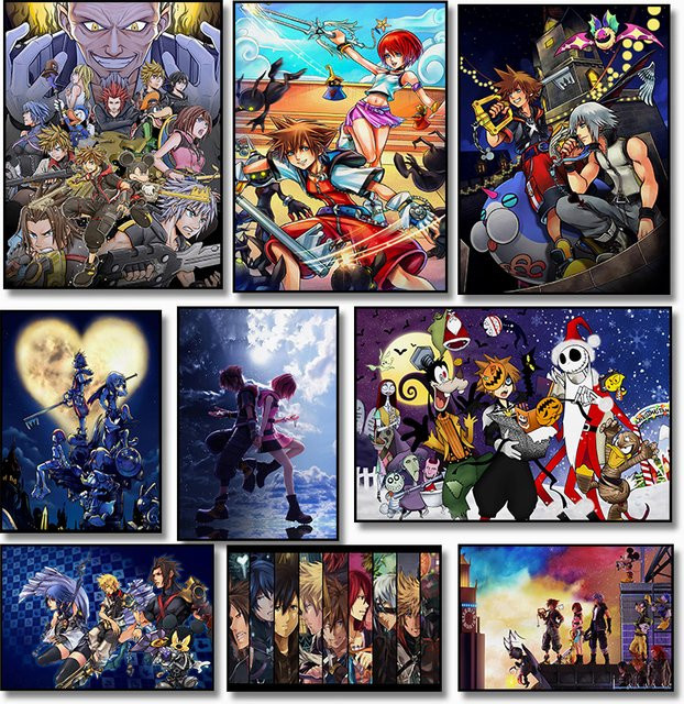 Kingdom Hearts Retro Leinwand Poster von Potdemiel als mehrfarbige Wandkunst für dein Wohnzimmer oder Café - Bild 1