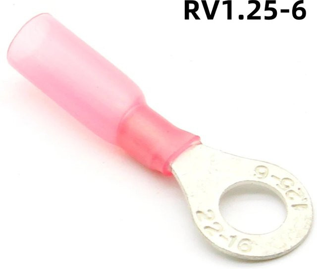 ELECAPITAL 50 Stück RV1.25-6 Ring isolierte Drahtverbinder in Rot, wasserdichte Crimp-Anschlusskabelverbinder mit thermischem Schrumpfanschluss - Bild 1