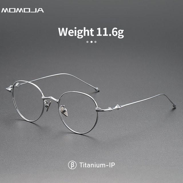 MOMOJA GP701 Korrektionsbrille, Rund, Vollrand, Titanlegierung, Silber, Unisex - Bild 1