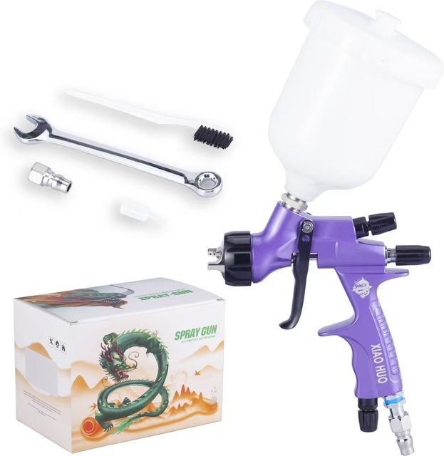 Verio Spritzpistole Pro Lite TE20 Professionelle HVLP Lackierpistole mit 1,3 mm Düse und 600 ml Becher in Lila - Bild 1