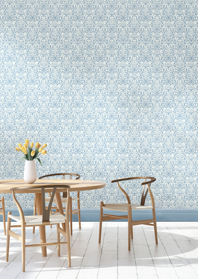 GP & J Baker Tapete Fritillerie Blau Botanisches Floral Design Non-Woven Art Nouveau Art Déco - Bild 1