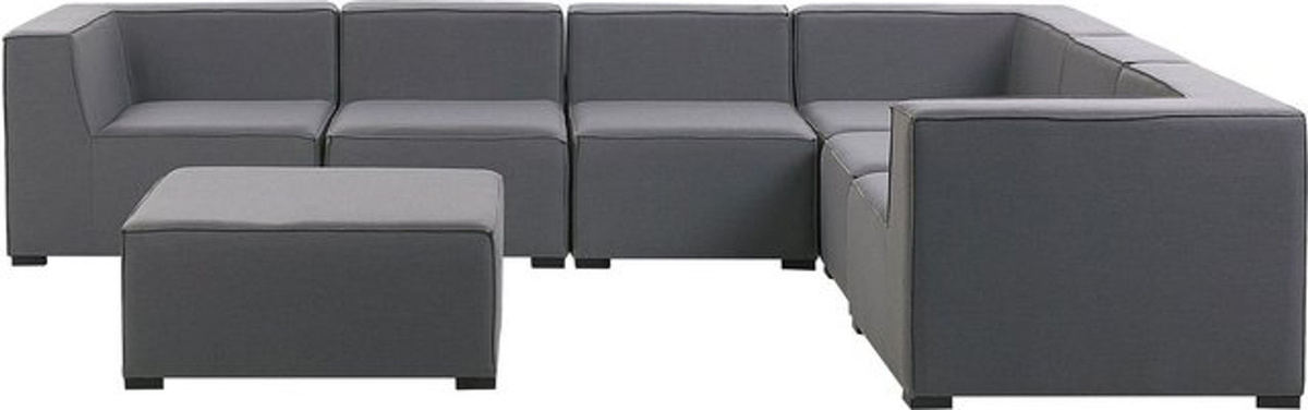 BELIANI Lounge Set 7-teilig in Grau mit Ottomane, Modulares L-Form Ecksofa für Outdoor und Indoor, B/T/H: 320 x 250 x 65 cm - Bild 1