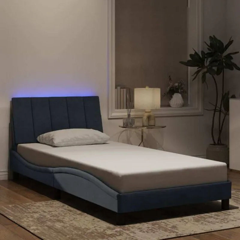 Polsterbett Hanko mit LED von Vidaxl in Dunkelgrau aus Samt, B/T: 100 x 200 cm - Bild 1