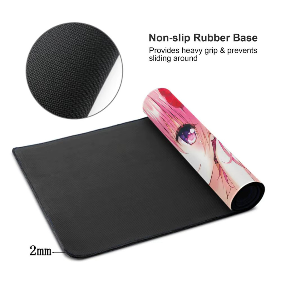 HYBXAXC Mauspad To Love-Ru HD-Druck, rutschfeste Schreibtischunterlage im Kawaii Cute Girl Design, B/T: 90 x 40 cm, schwarz/mehrfarbig - Bild 3